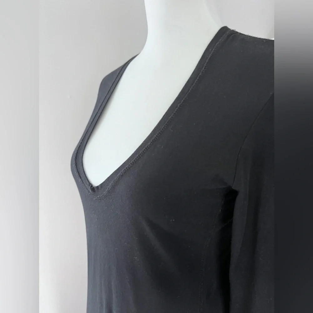 Standard James Perse V-Neck Long Sleeve Knit Dress Black size 3 - Picture 5 of 13